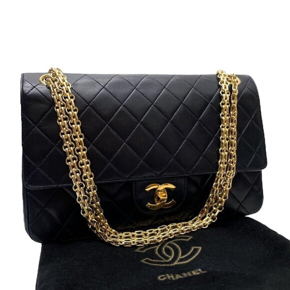 Authentic CHANEL 24K Vintage Classic Double Flap Bag Quilted Lambskin Chain Tote - Picture 1 of 10